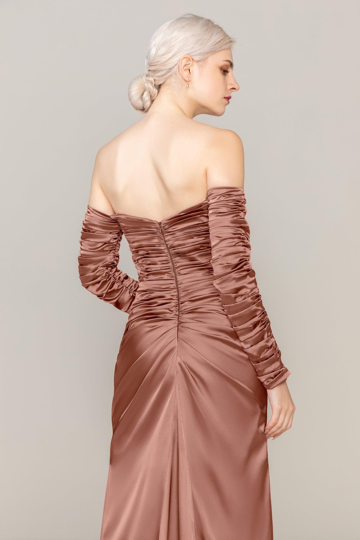 Sheath Sweep Train Luxe Satin Dress CS0316
