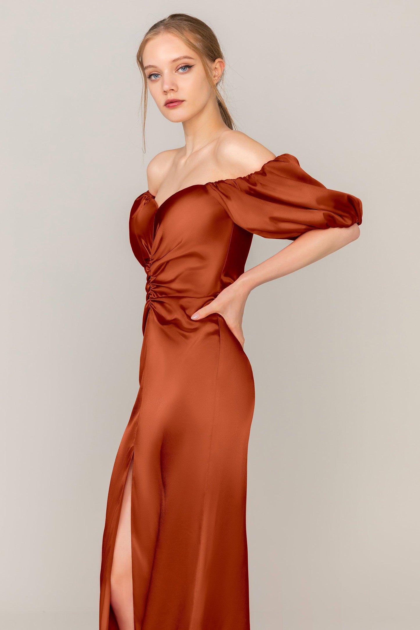 Sheath Floor Length Luxe Satin Dress CS0322 - COCOMELODY