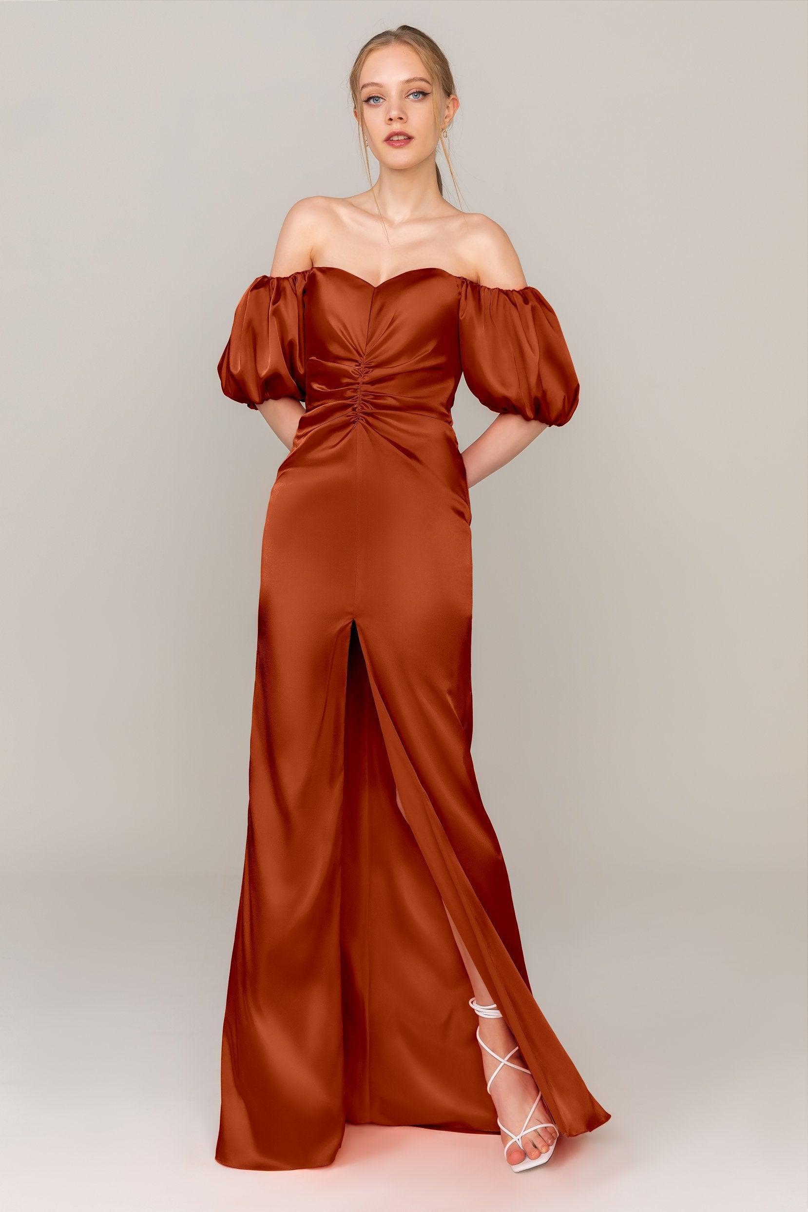 Sheath Floor Length Luxe Satin Dress CS0322 - COCOMELODY