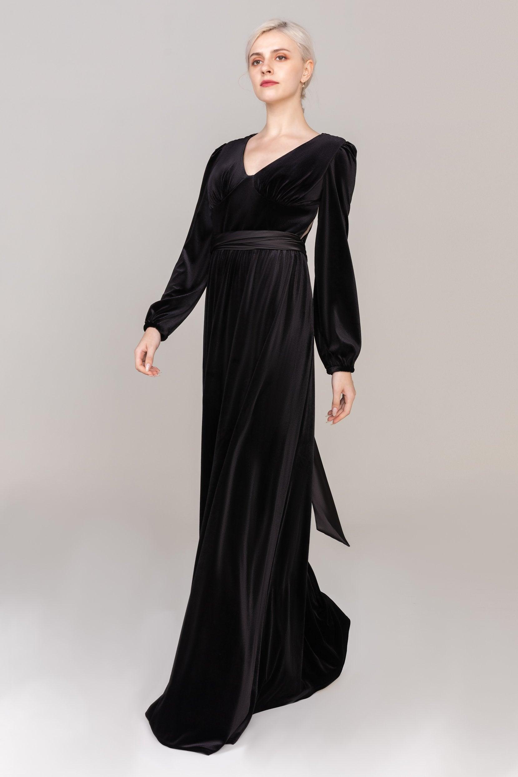 Sheath-Column Floor Length Velvet Dress CS0332 - COCOMELODY