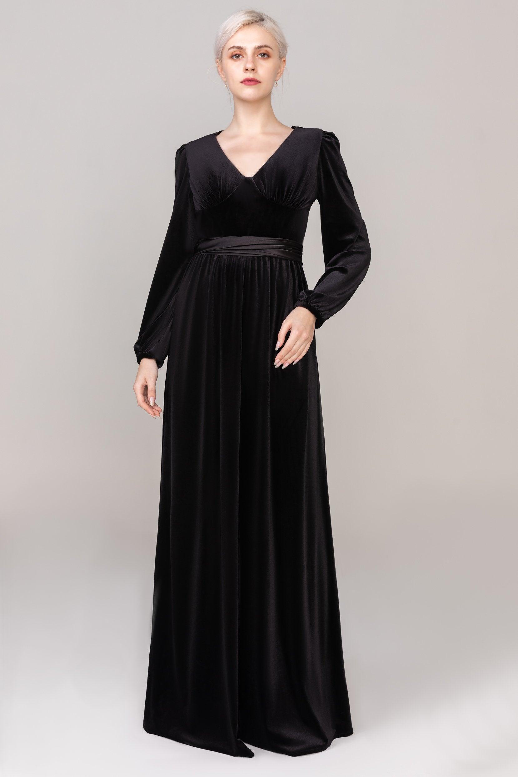 Sheath-Column Floor Length Velvet Dress CS0332 - COCOMELODY