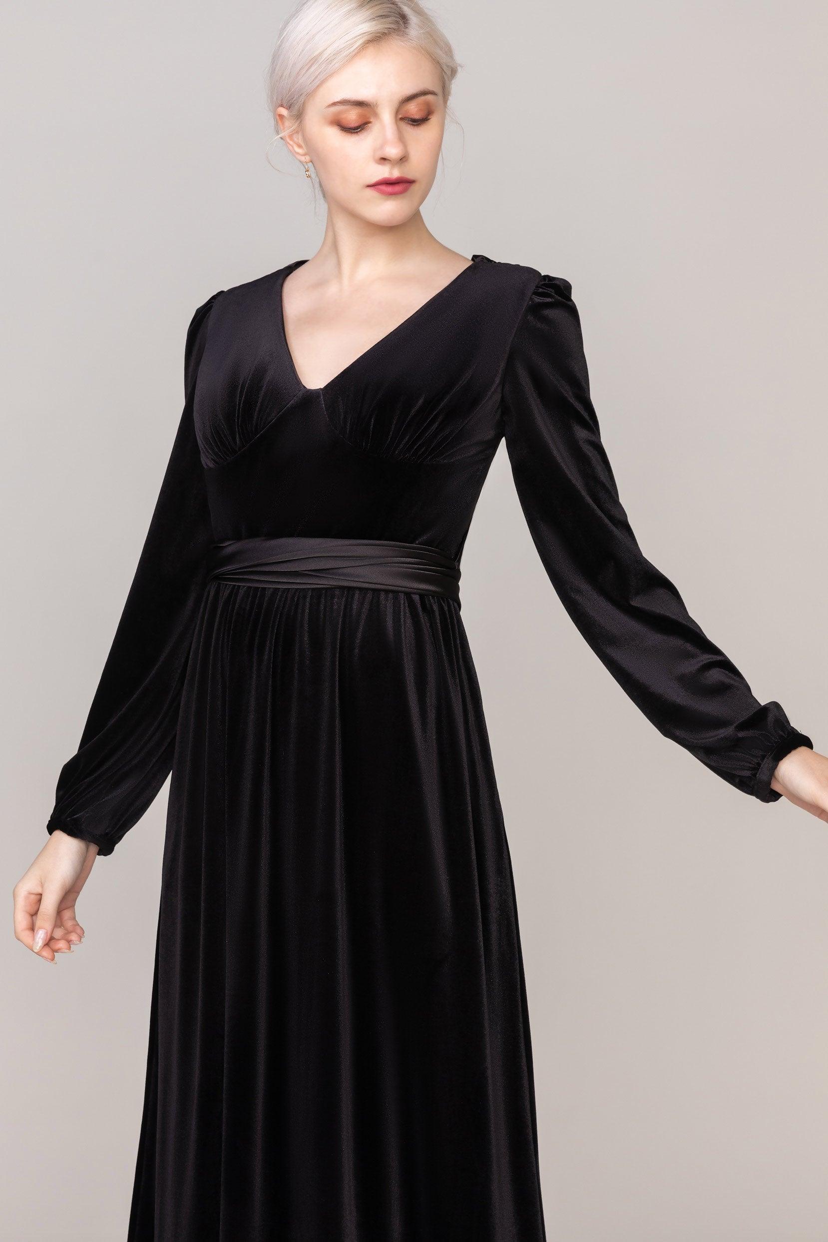 Sheath-Column Floor Length Velvet Dress CS0332 - COCOMELODY