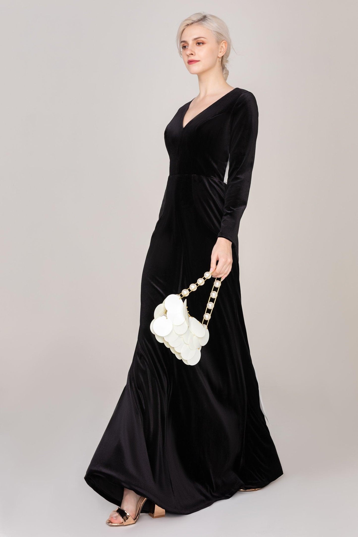 Sheath-Column Floor Length Velvet Dress CS0333