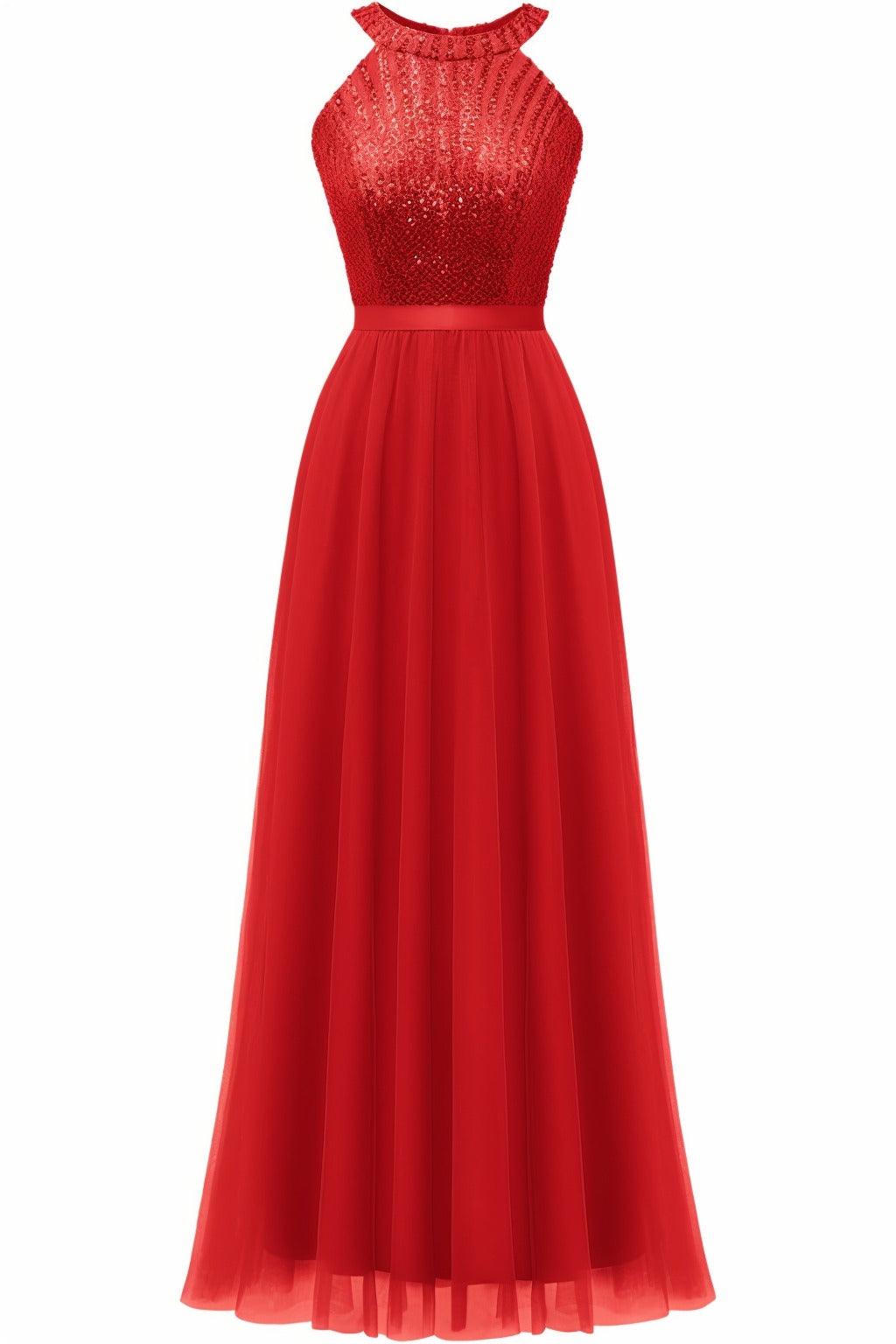 A-Line Floor Length Sequined Prom Dress CS0422 - COCOMELODY