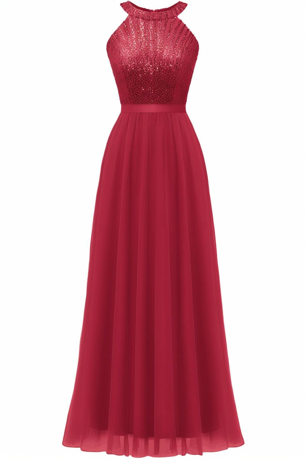 A-Line Floor Length Sequined Prom Dress CS0422 - COCOMELODY