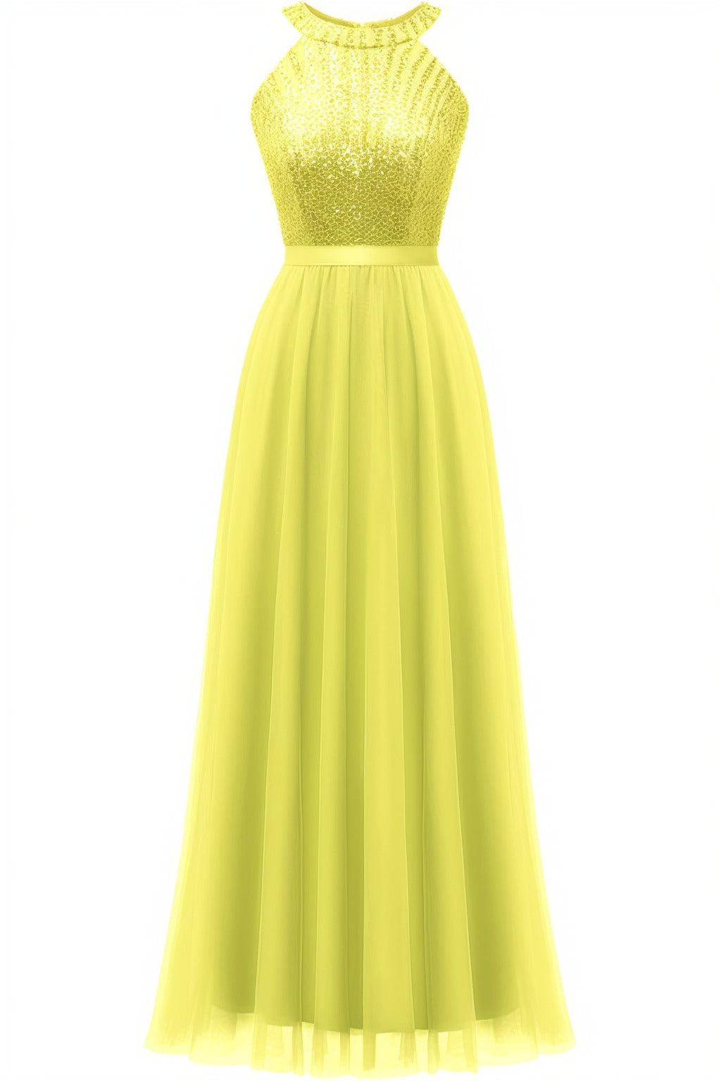 A-Line Floor Length Sequined Prom Dress CS0422 - COCOMELODY