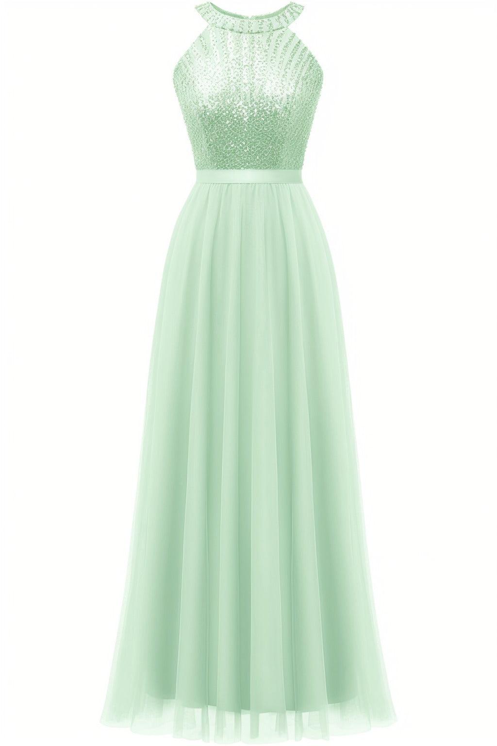A-Line Floor Length Sequined Prom Dress CS0422 - COCOMELODY