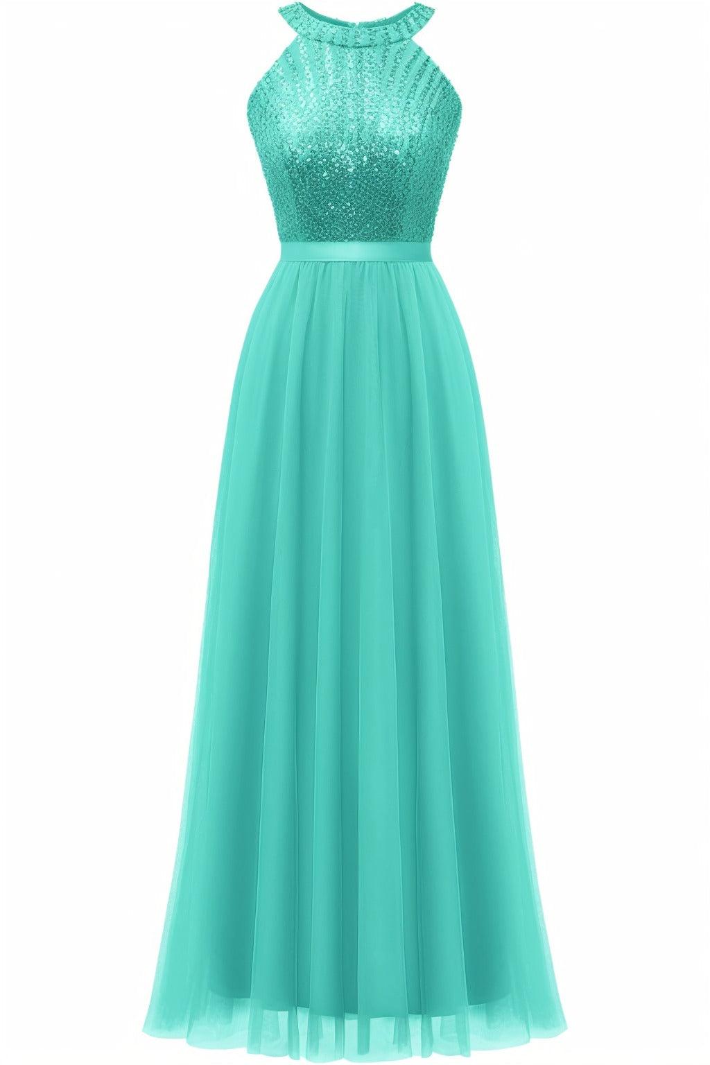 A-Line Floor Length Sequined Prom Dress CS0422 - COCOMELODY