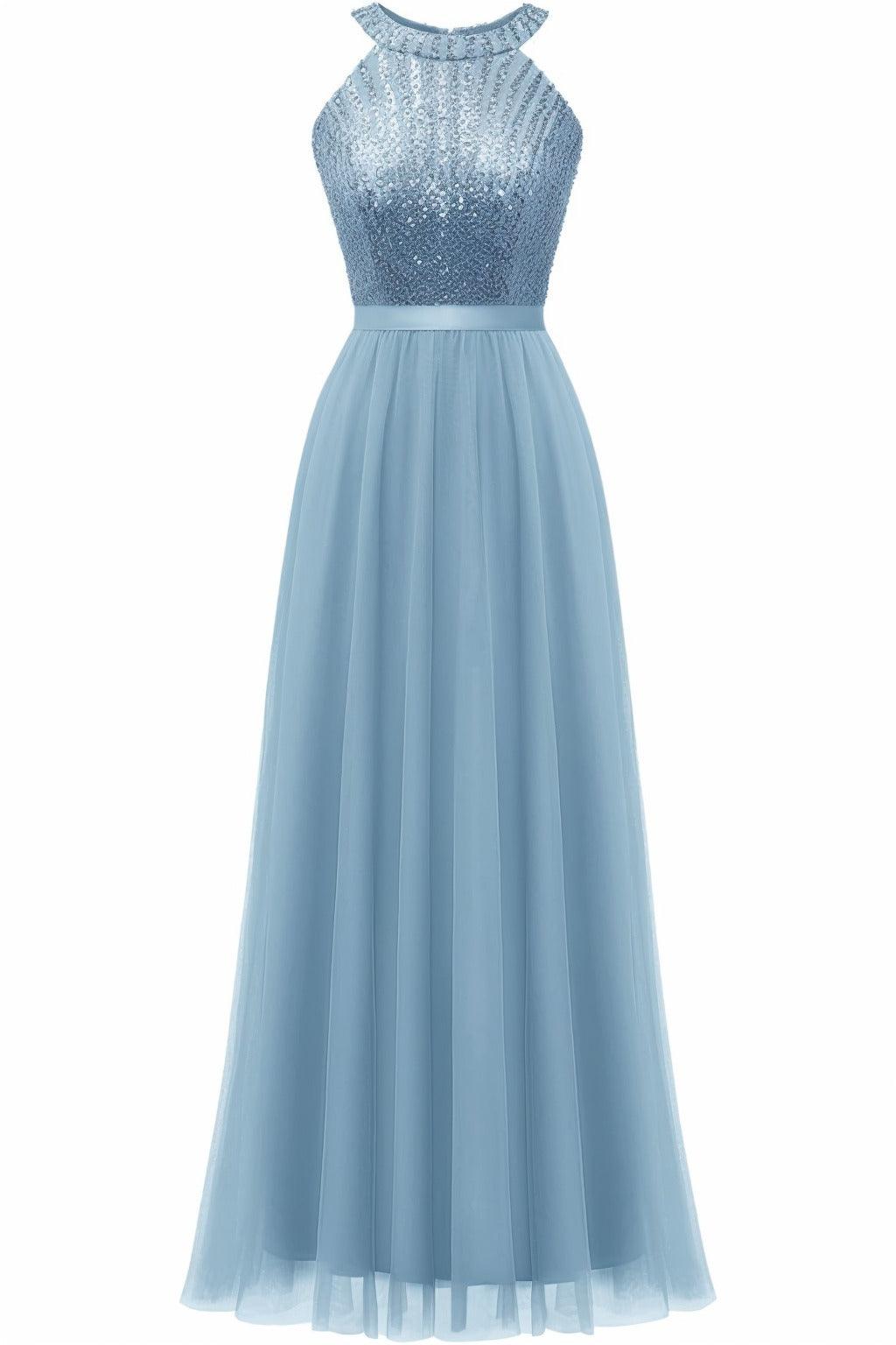 A-Line Floor Length Sequined Prom Dress CS0422 - COCOMELODY