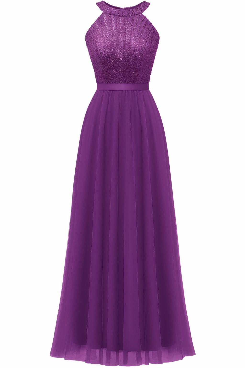 A-Line Floor Length Sequined Prom Dress CS0422 - COCOMELODY