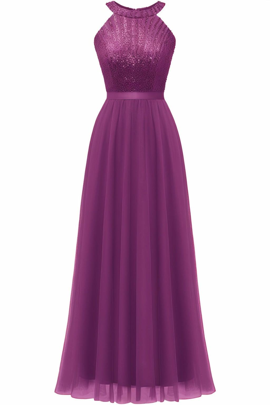A-Line Floor Length Sequined Prom Dress CS0422 - COCOMELODY