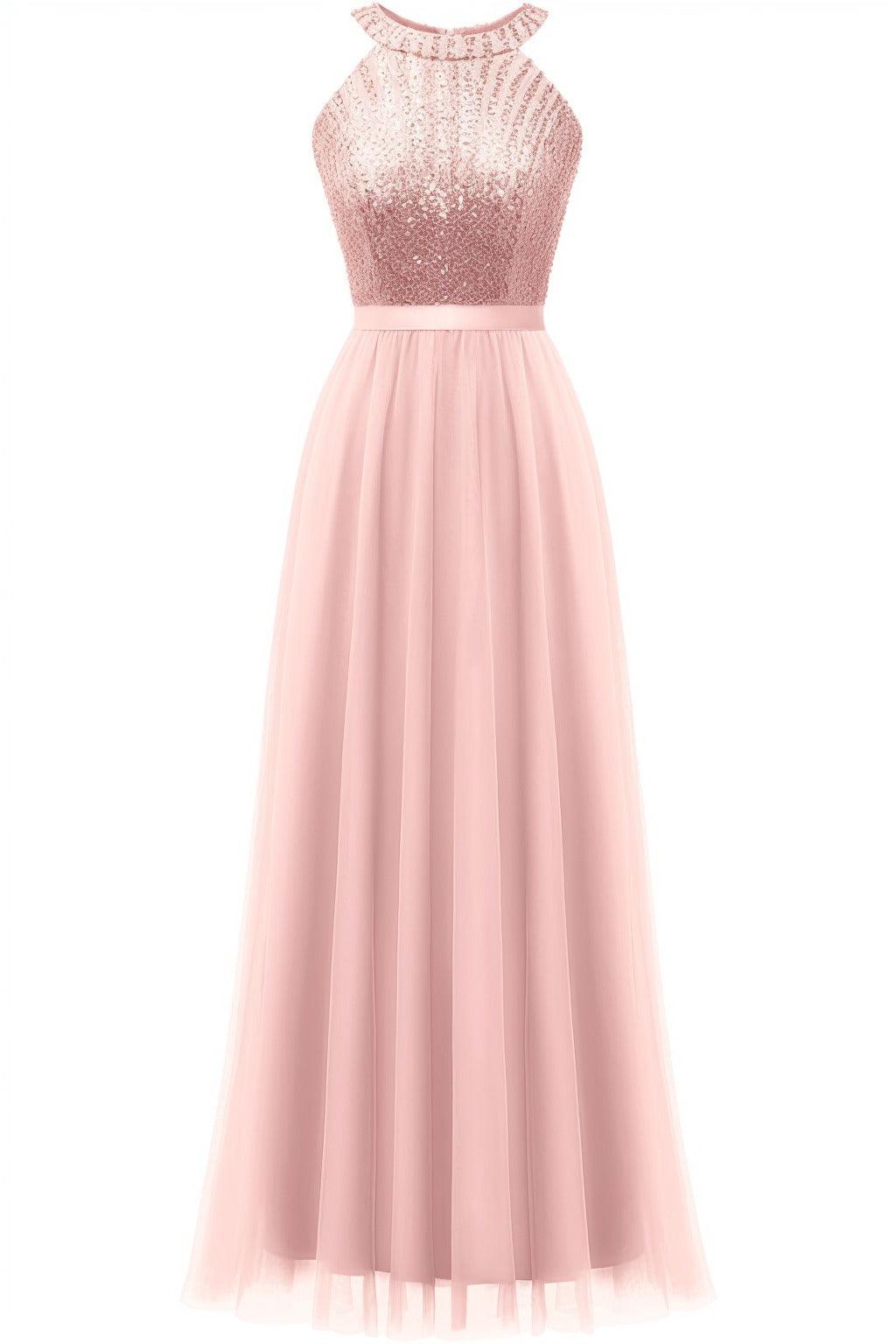 A-Line Floor Length Sequined Prom Dress CS0422 - COCOMELODY