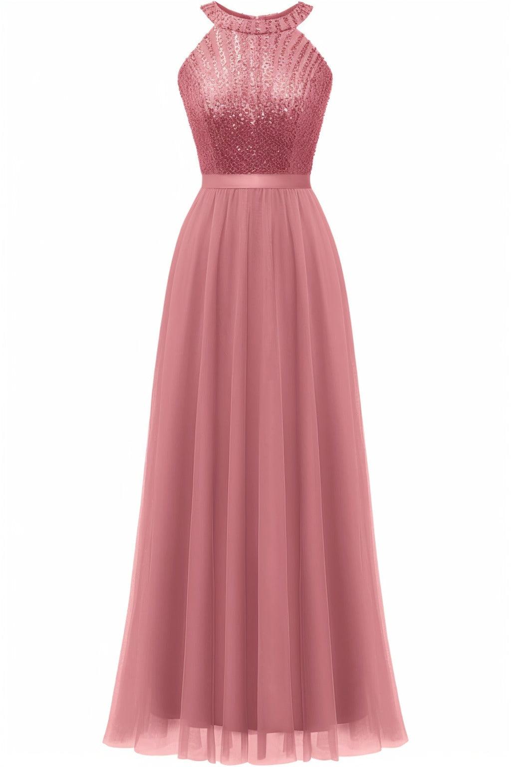 A-Line Floor Length Sequined Prom Dress CS0422 - COCOMELODY