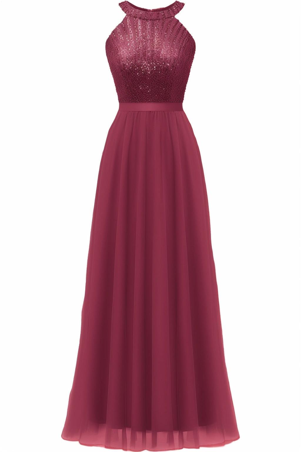 A-Line Floor Length Sequined Prom Dress CS0422 - COCOMELODY