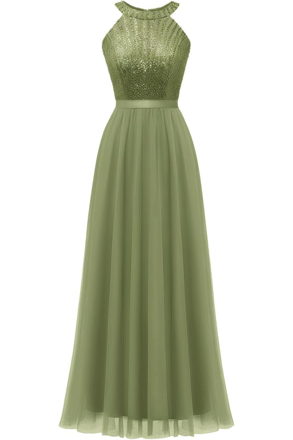 A-Line Floor Length Sequined Prom Dress CS0422 - COCOMELODY