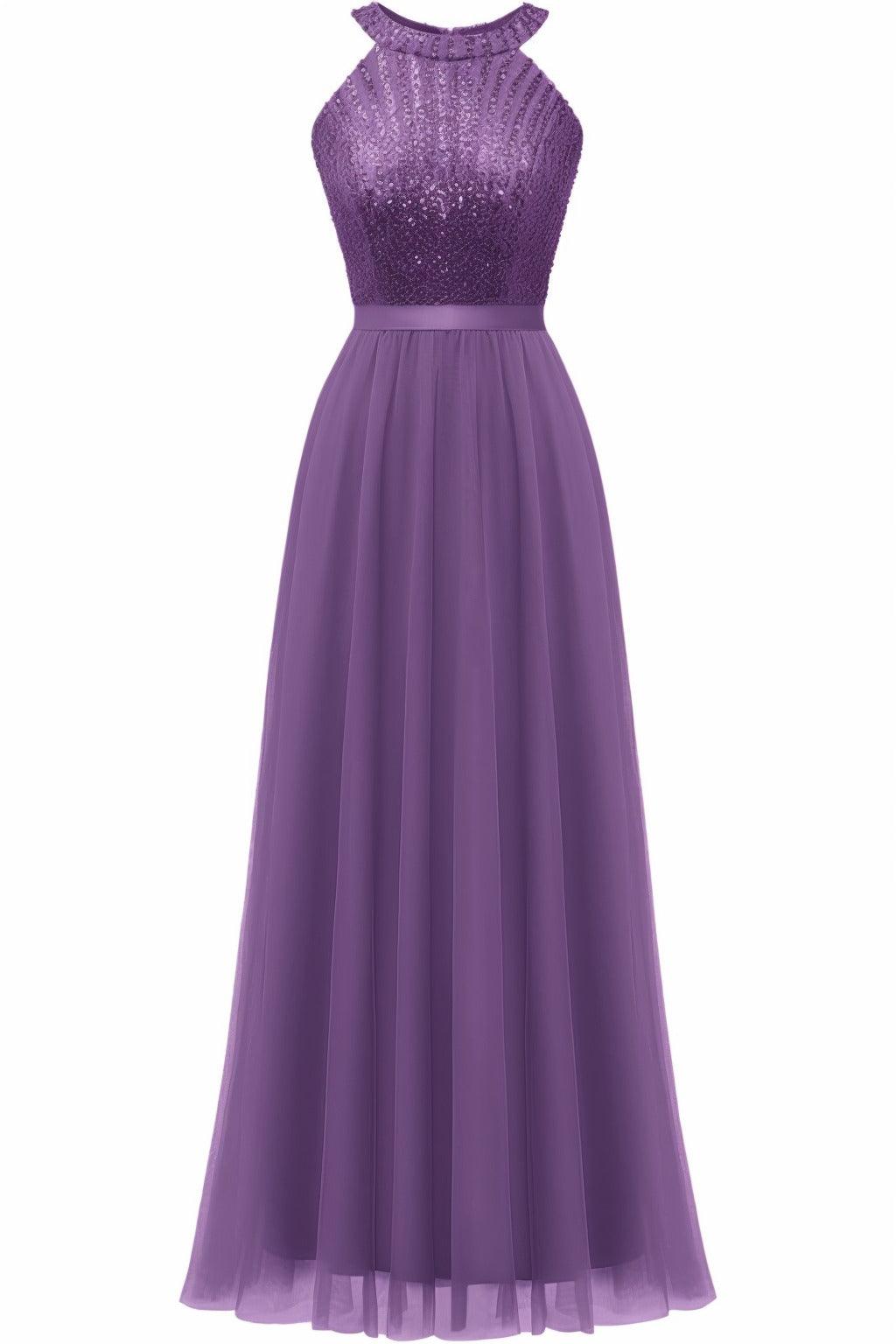 A-Line Floor Length Sequined Prom Dress CS0422 - COCOMELODY