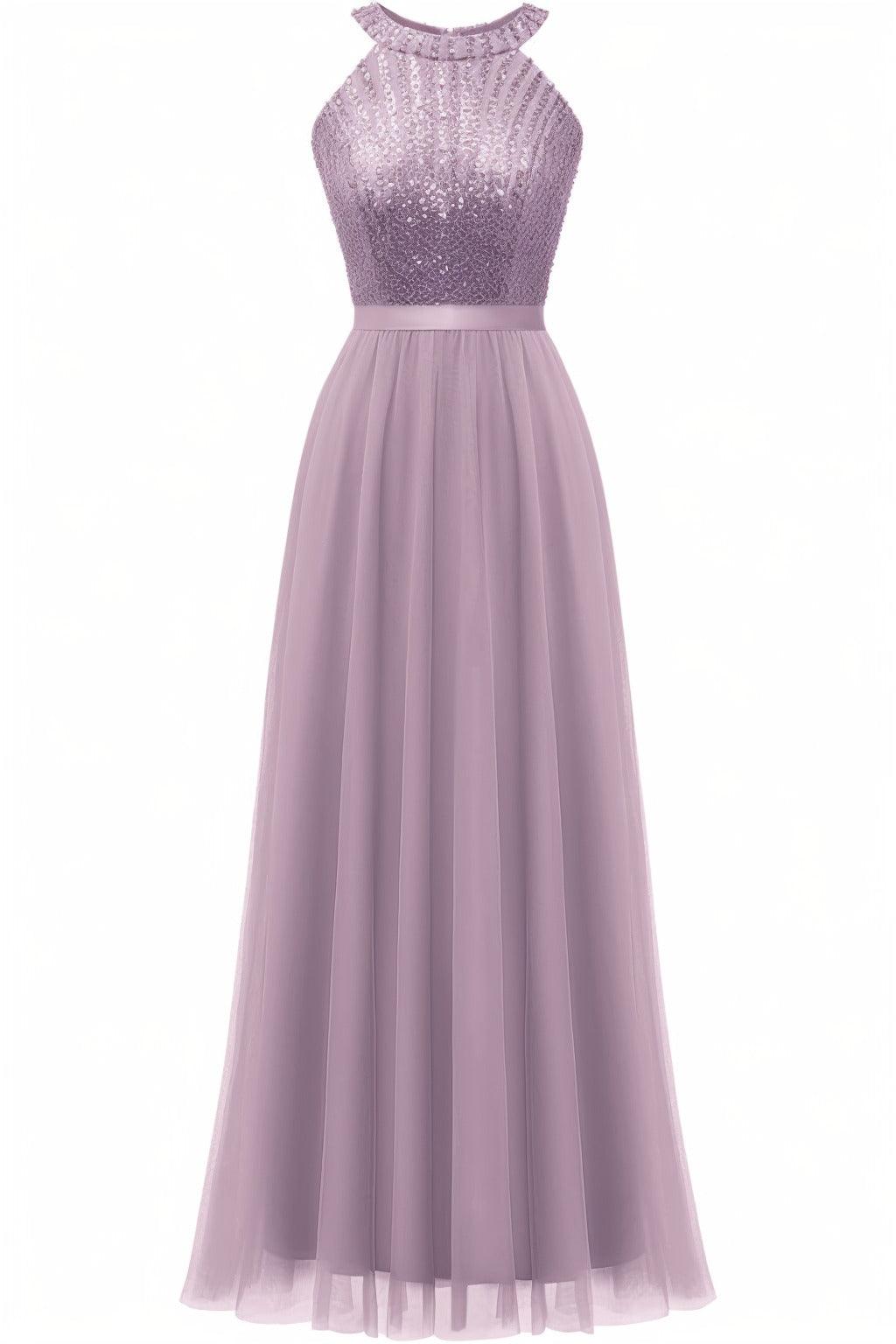 A-Line Floor Length Sequined Prom Dress CS0422 - COCOMELODY