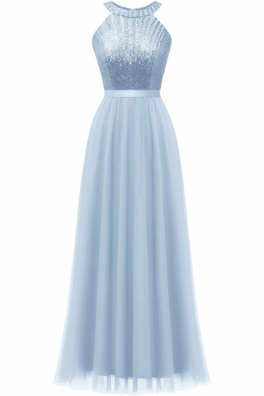 A-Line Floor Length Sequined Prom Dress CS0422 - COCOMELODY