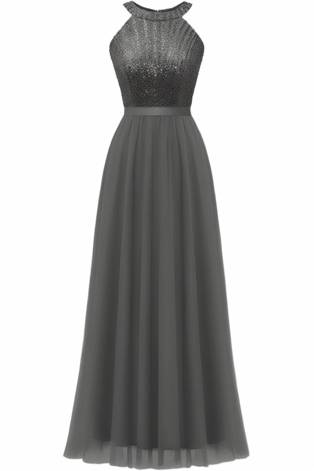 A-Line Floor Length Sequined Prom Dress CS0422 - COCOMELODY