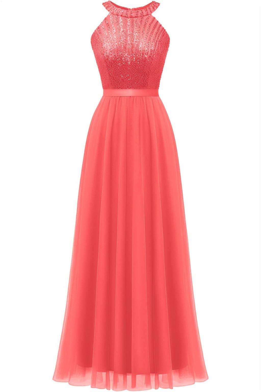 A-Line Floor Length Sequined Prom Dress CS0422 - COCOMELODY