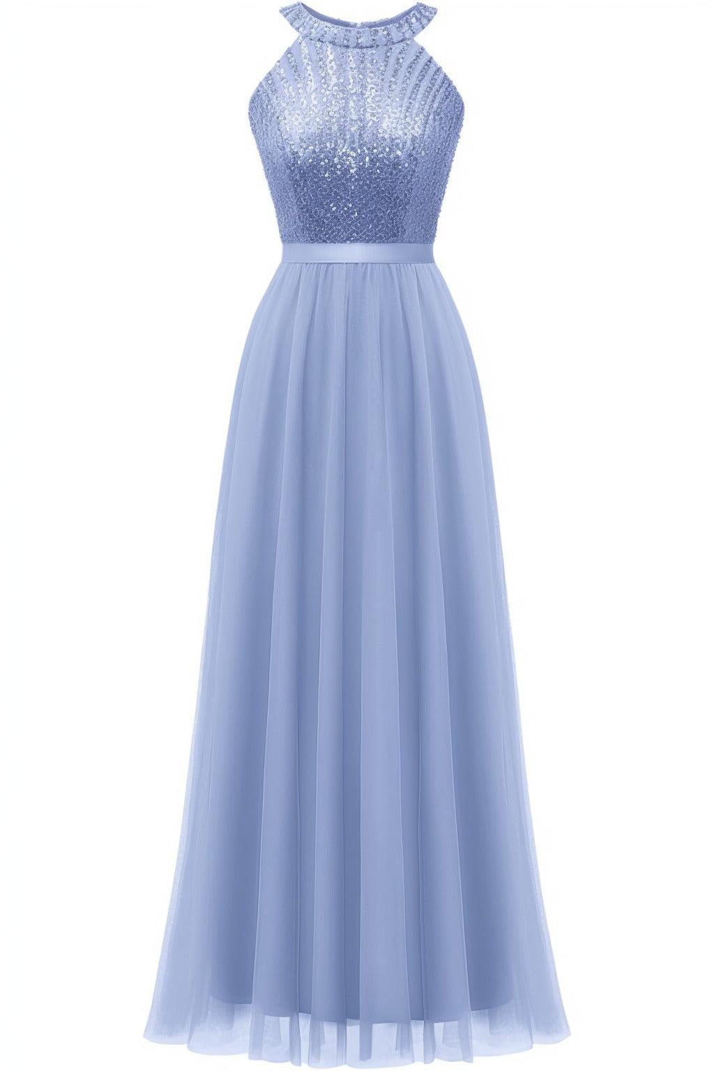 A-Line Floor Length Sequined Prom Dress CS0422 - COCOMELODY