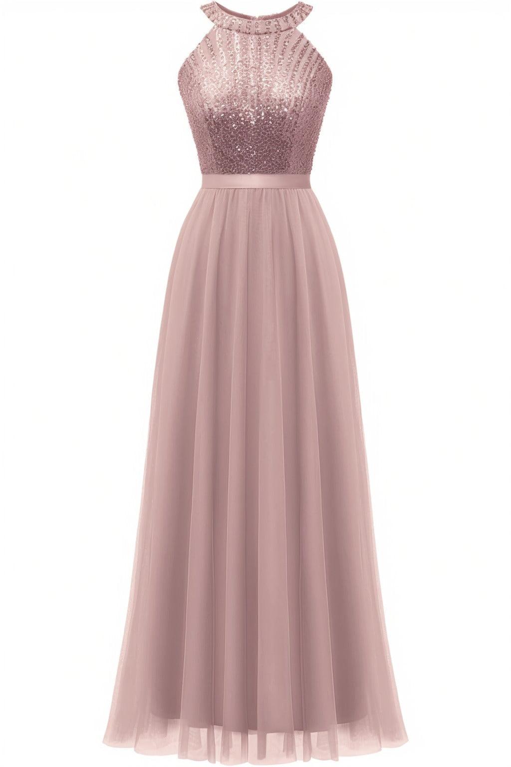 A-Line Floor Length Sequined Prom Dress CS0422 - COCOMELODY