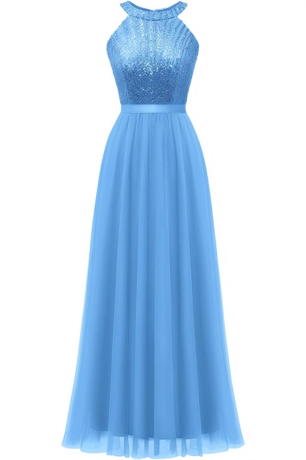 A-Line Floor Length Sequined Prom Dress CS0422 - COCOMELODY