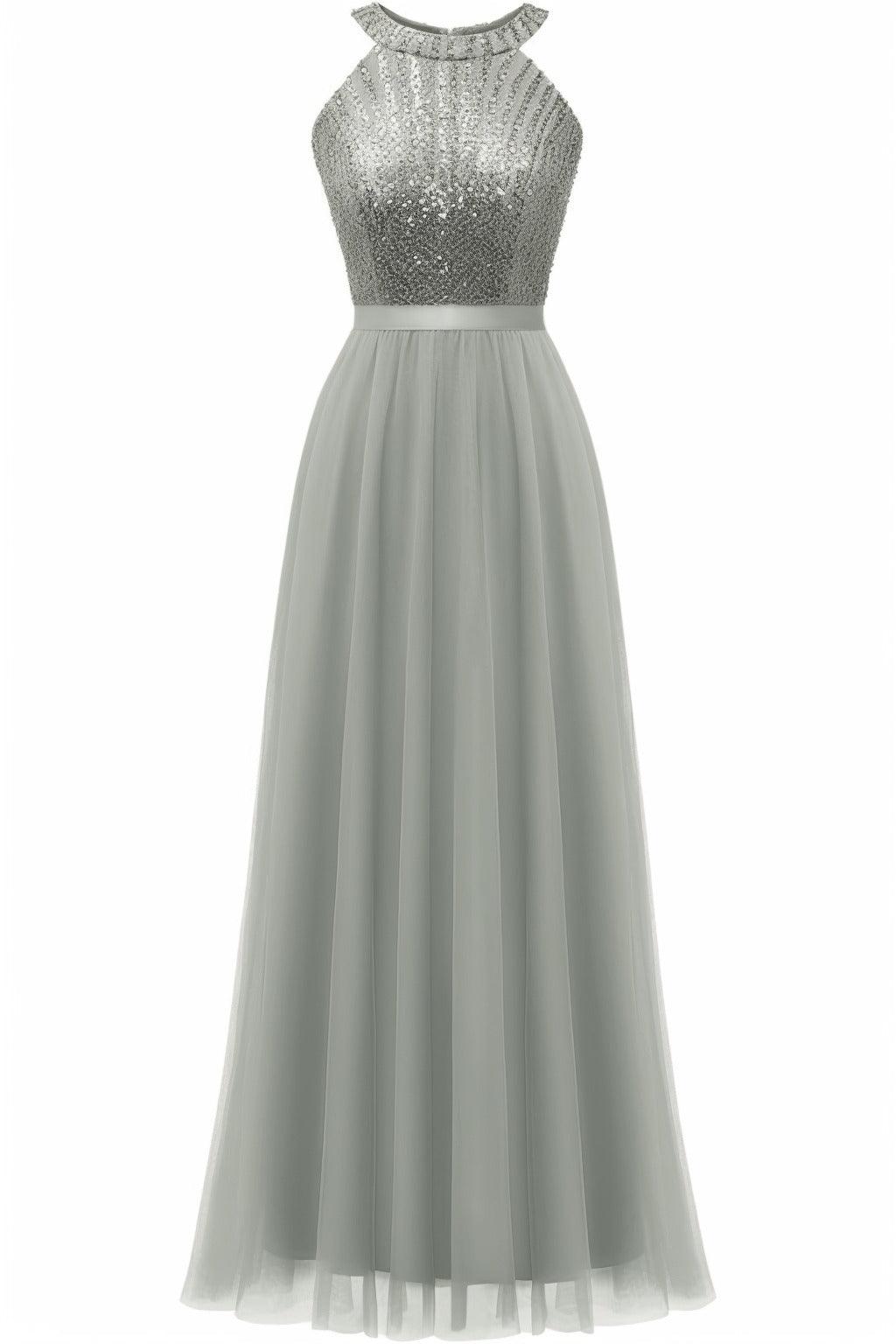 A-Line Floor Length Sequined Prom Dress CS0422 - COCOMELODY