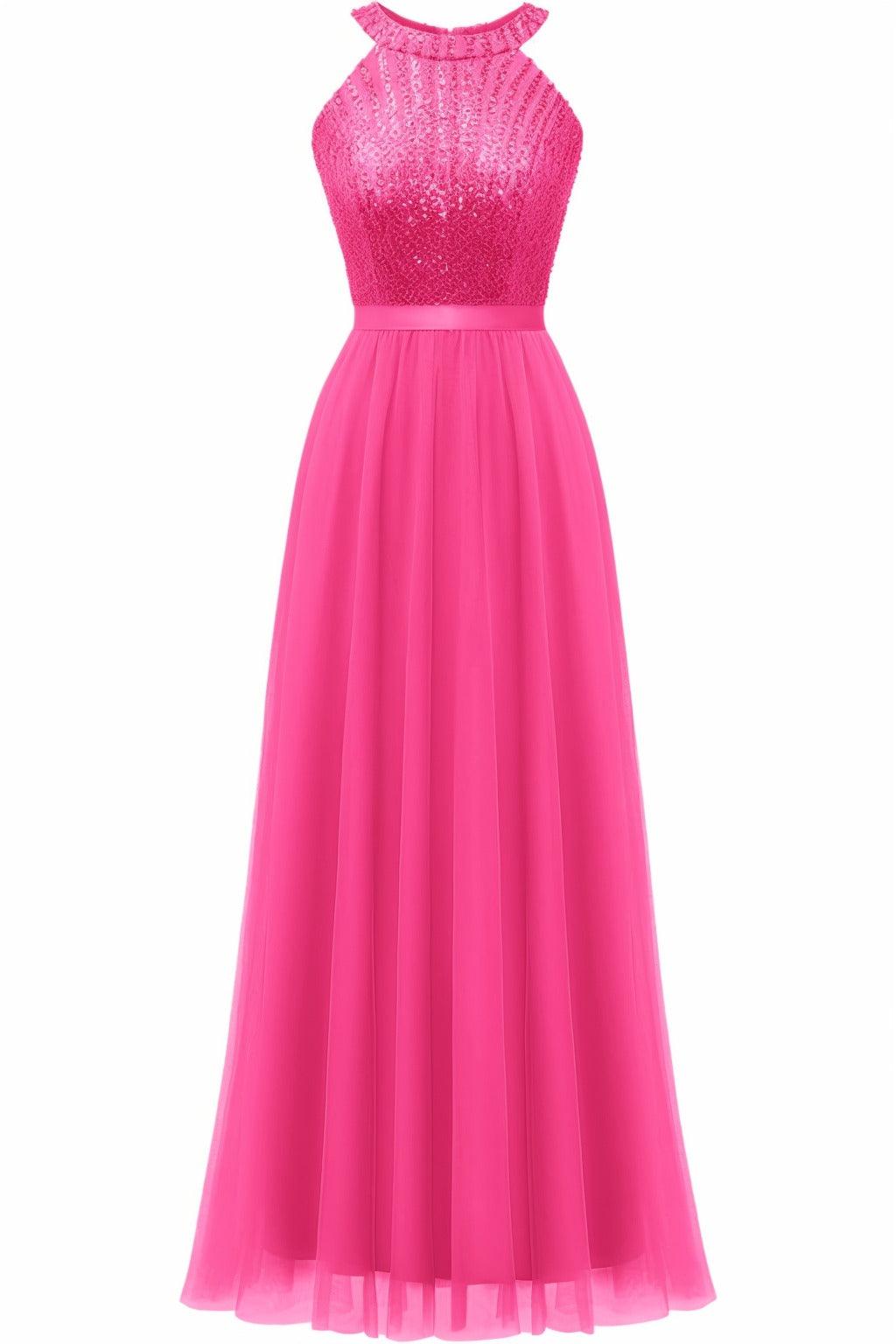 A-Line Floor Length Sequined Prom Dress CS0422 - COCOMELODY