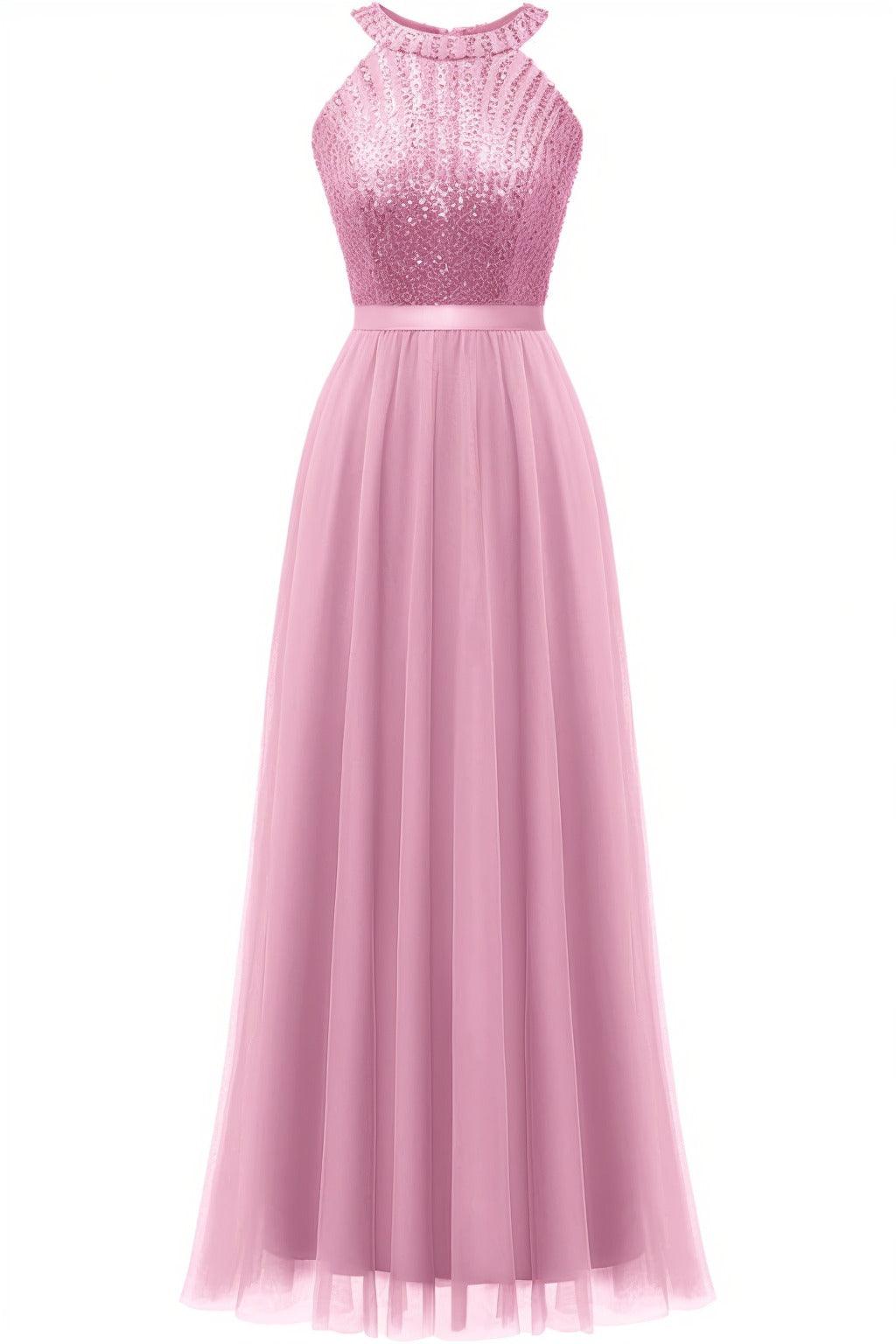 A-Line Floor Length Sequined Prom Dress CS0422 - COCOMELODY