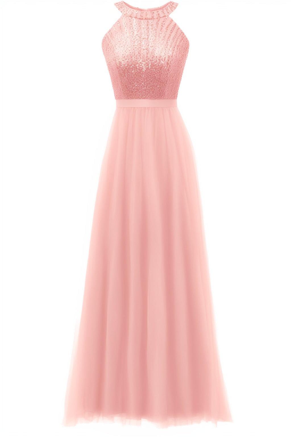A-Line Floor Length Sequined Prom Dress CS0422 - COCOMELODY