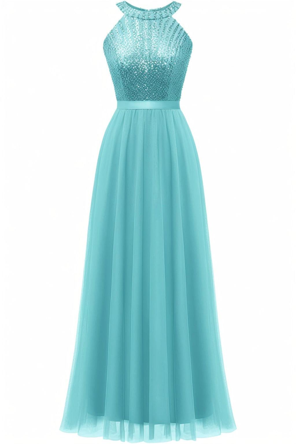 A-Line Floor Length Sequined Prom Dress CS0422 - COCOMELODY