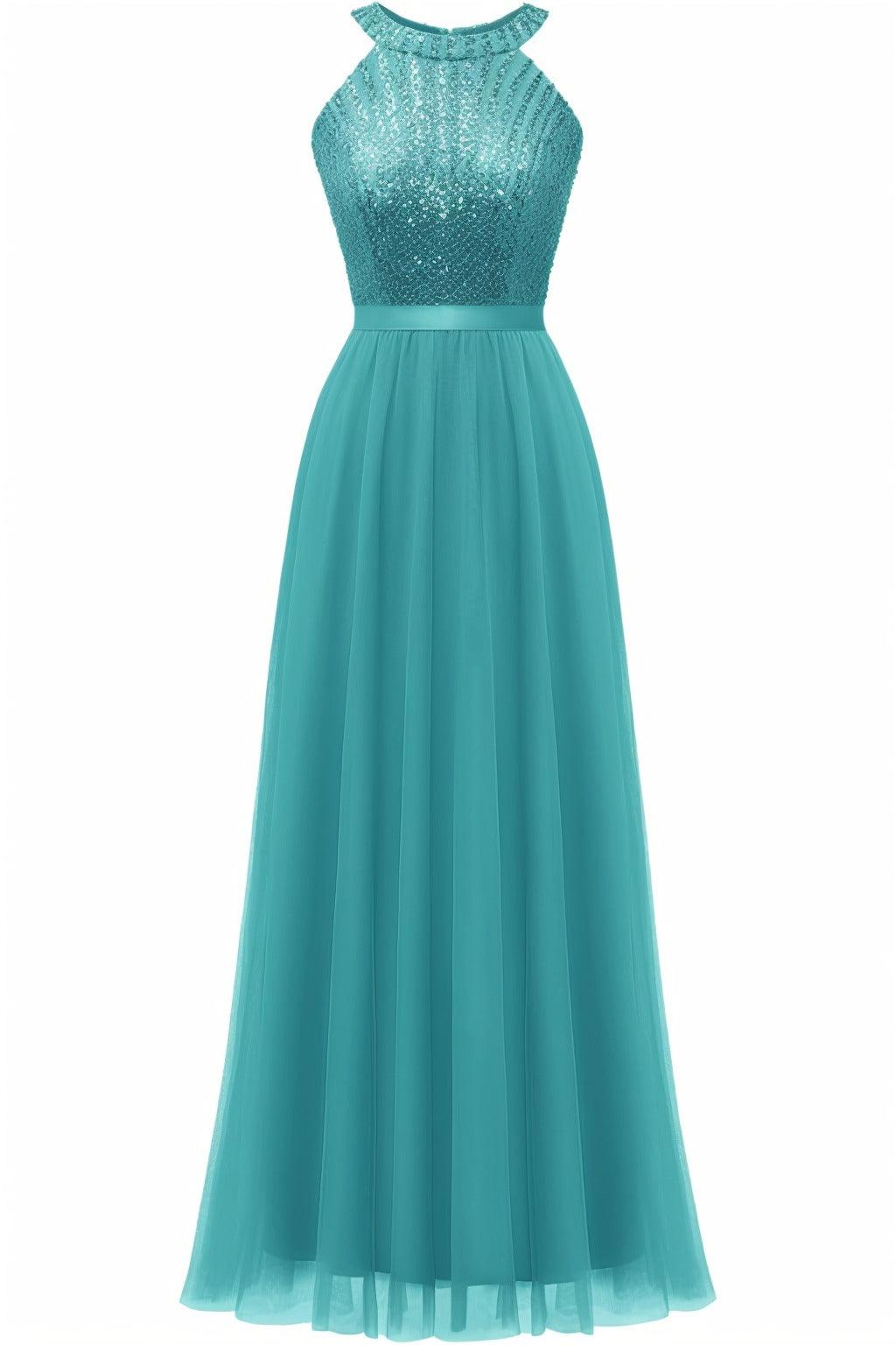 A-Line Floor Length Sequined Prom Dress CS0422 - COCOMELODY