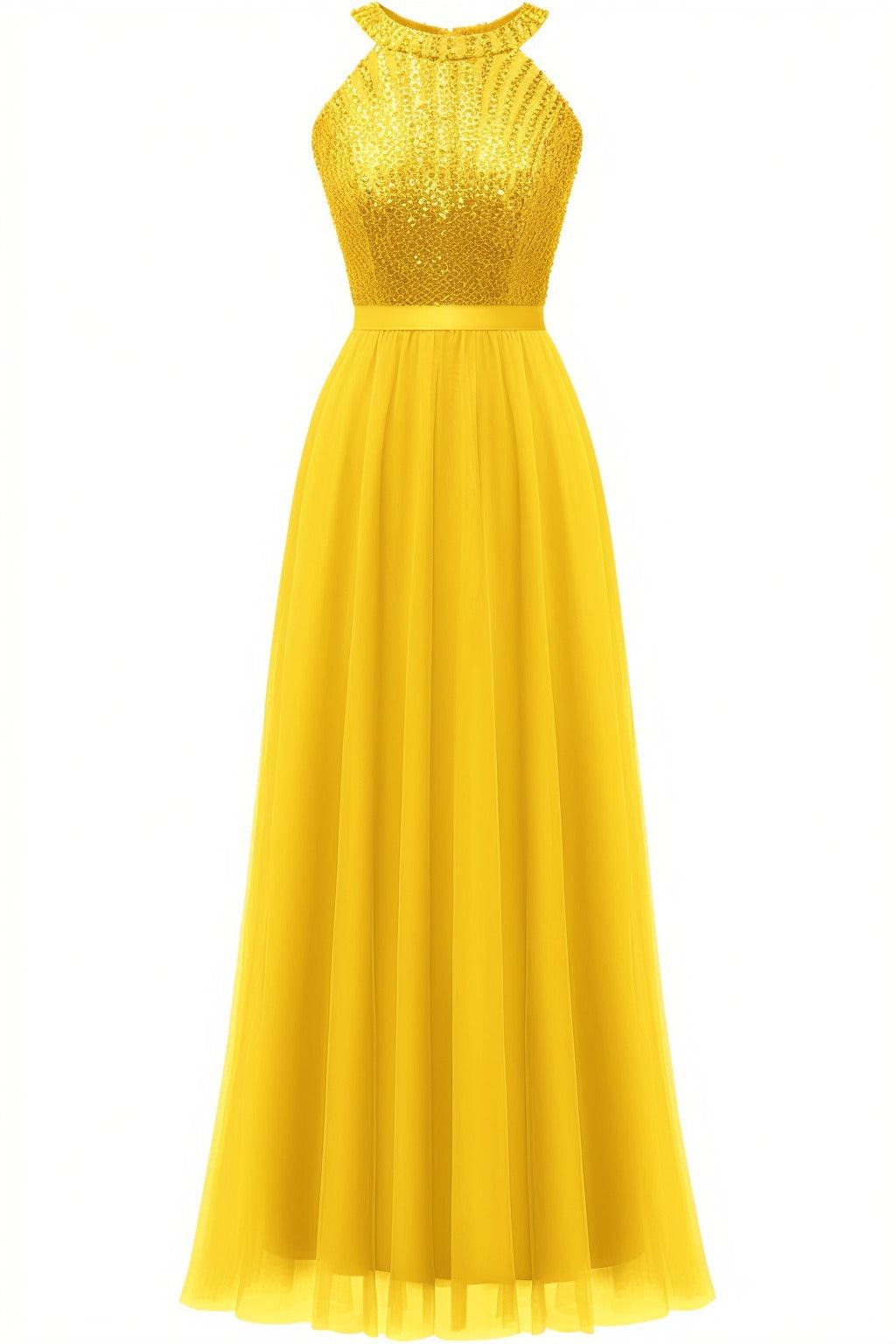 A-Line Floor Length Sequined Prom Dress CS0422 - COCOMELODY