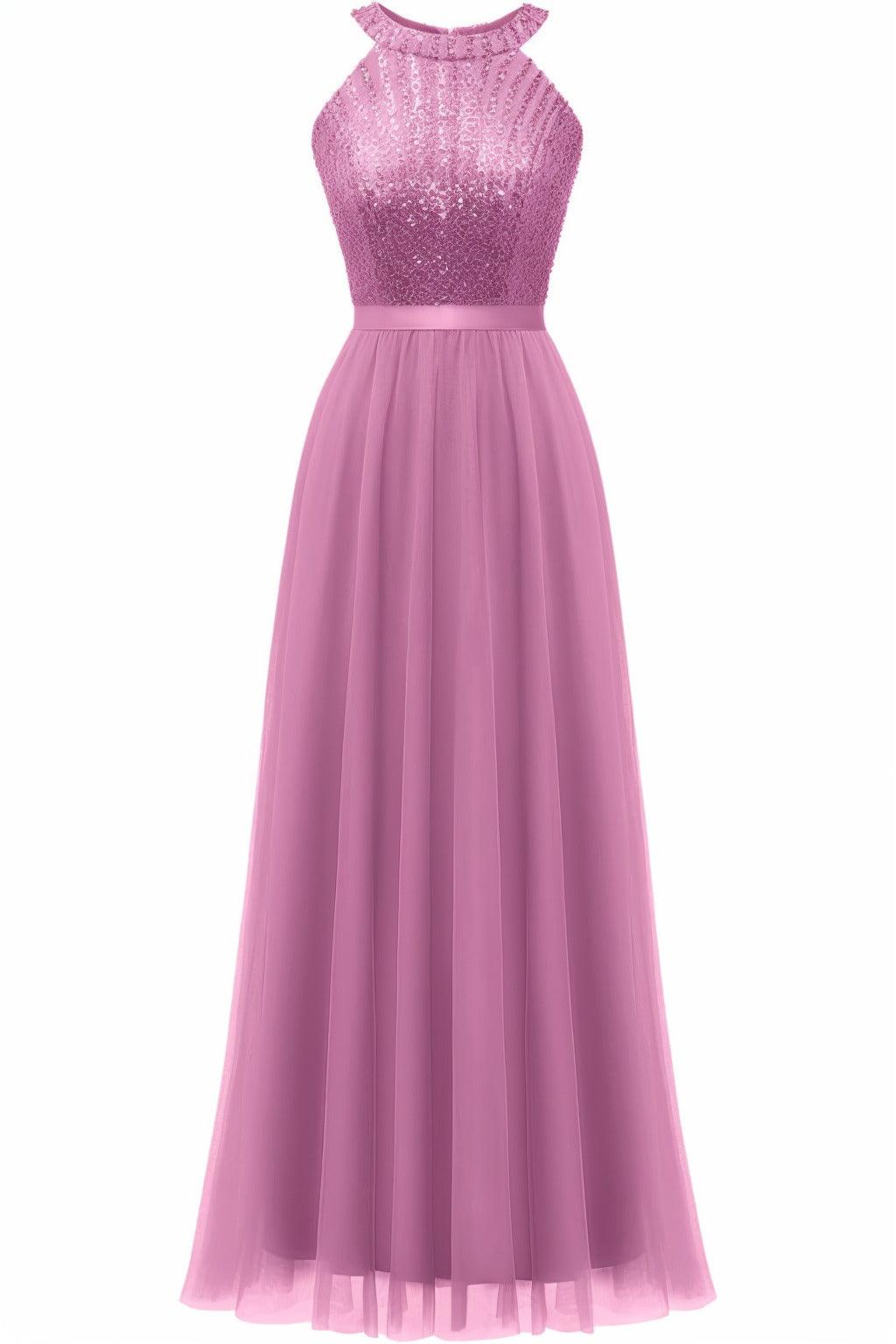 A-Line Floor Length Sequined Prom Dress CS0422 - COCOMELODY