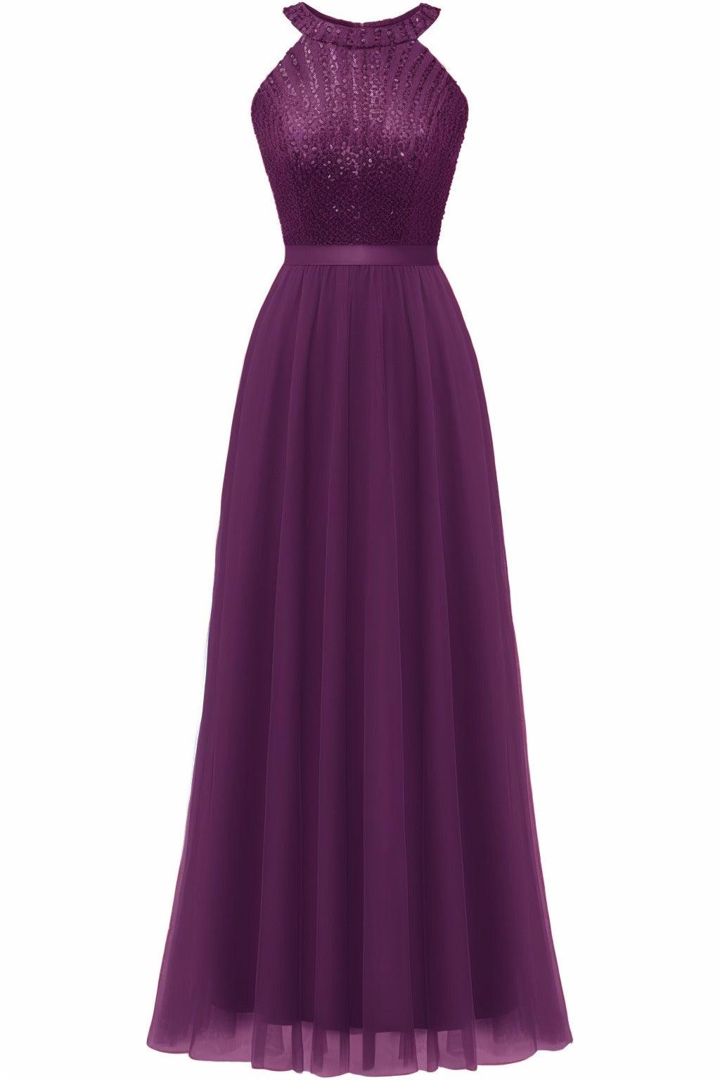 A-Line Floor Length Sequined Prom Dress CS0422 - COCOMELODY