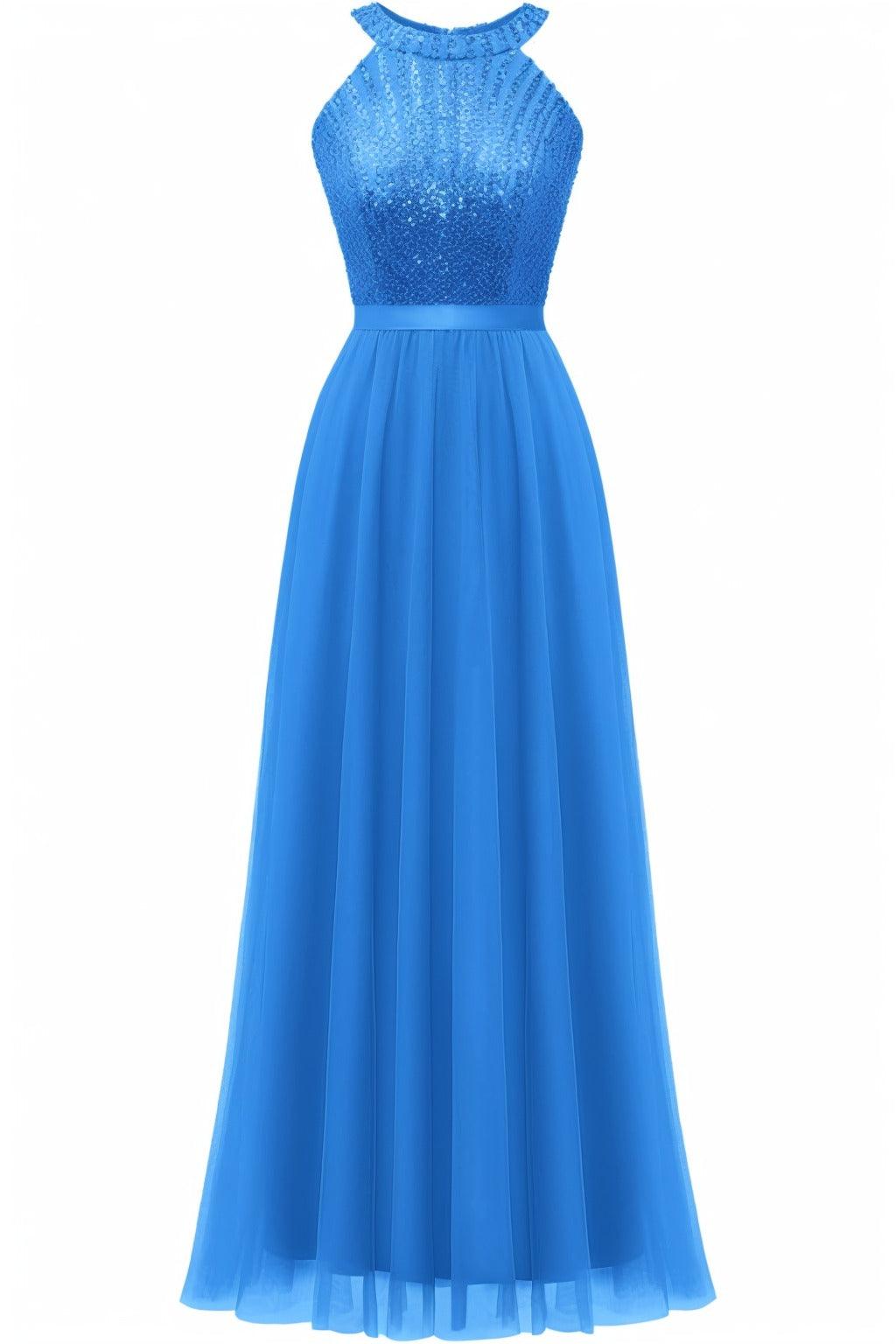 A-Line Floor Length Sequined Prom Dress CS0422 - COCOMELODY