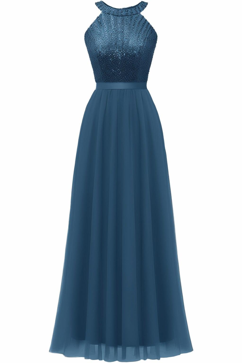 A-Line Floor Length Sequined Prom Dress CS0422 - COCOMELODY