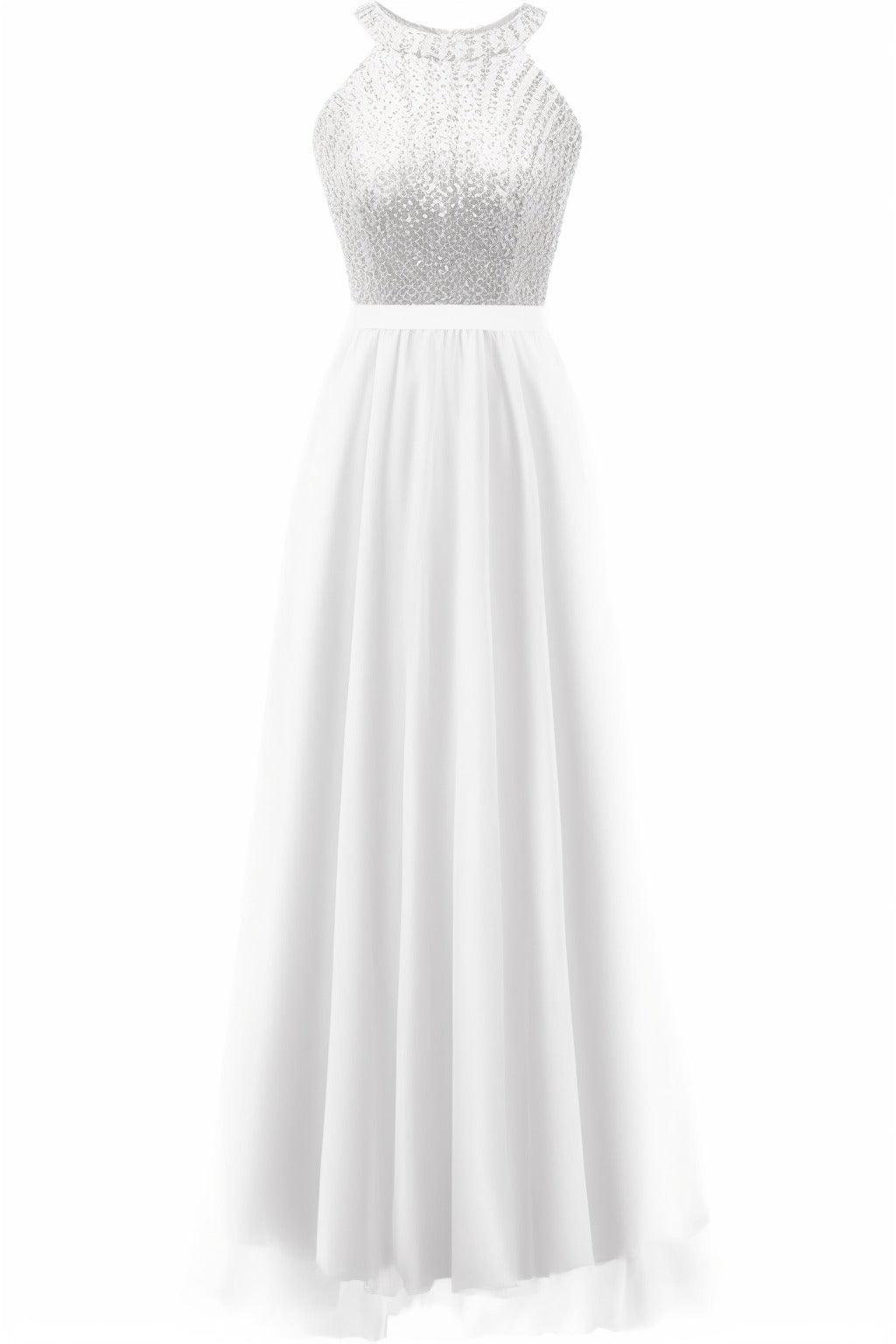 A-Line Floor Length Sequined Prom Dress CS0422 - COCOMELODY