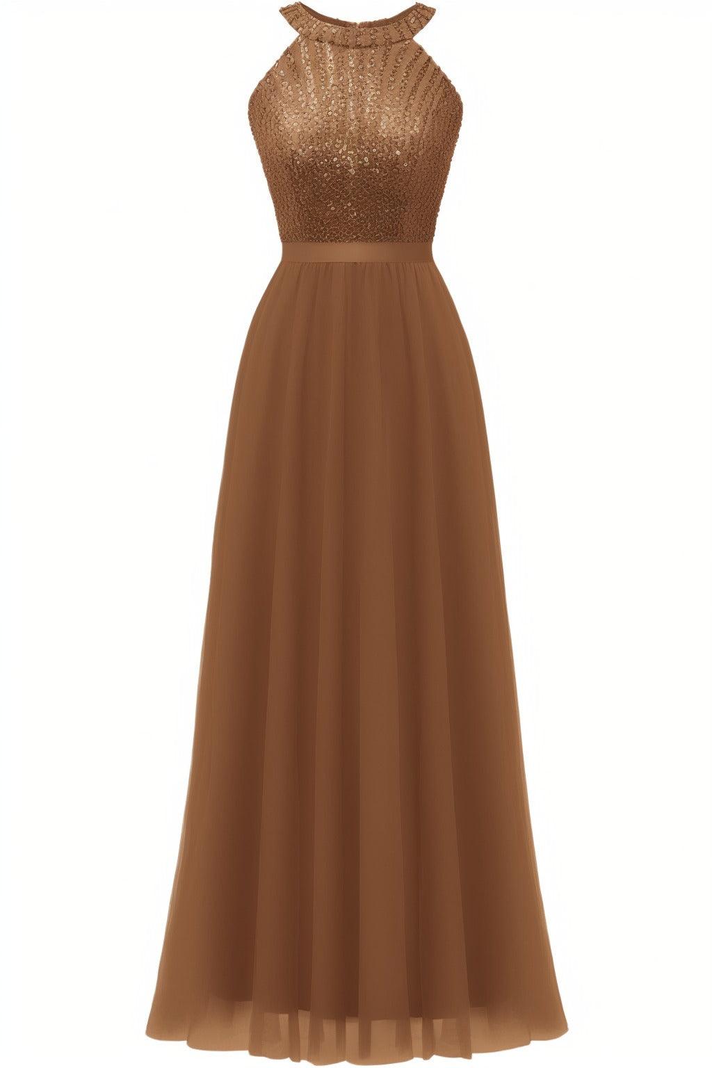 A-Line Floor Length Sequined Prom Dress CS0422 - COCOMELODY