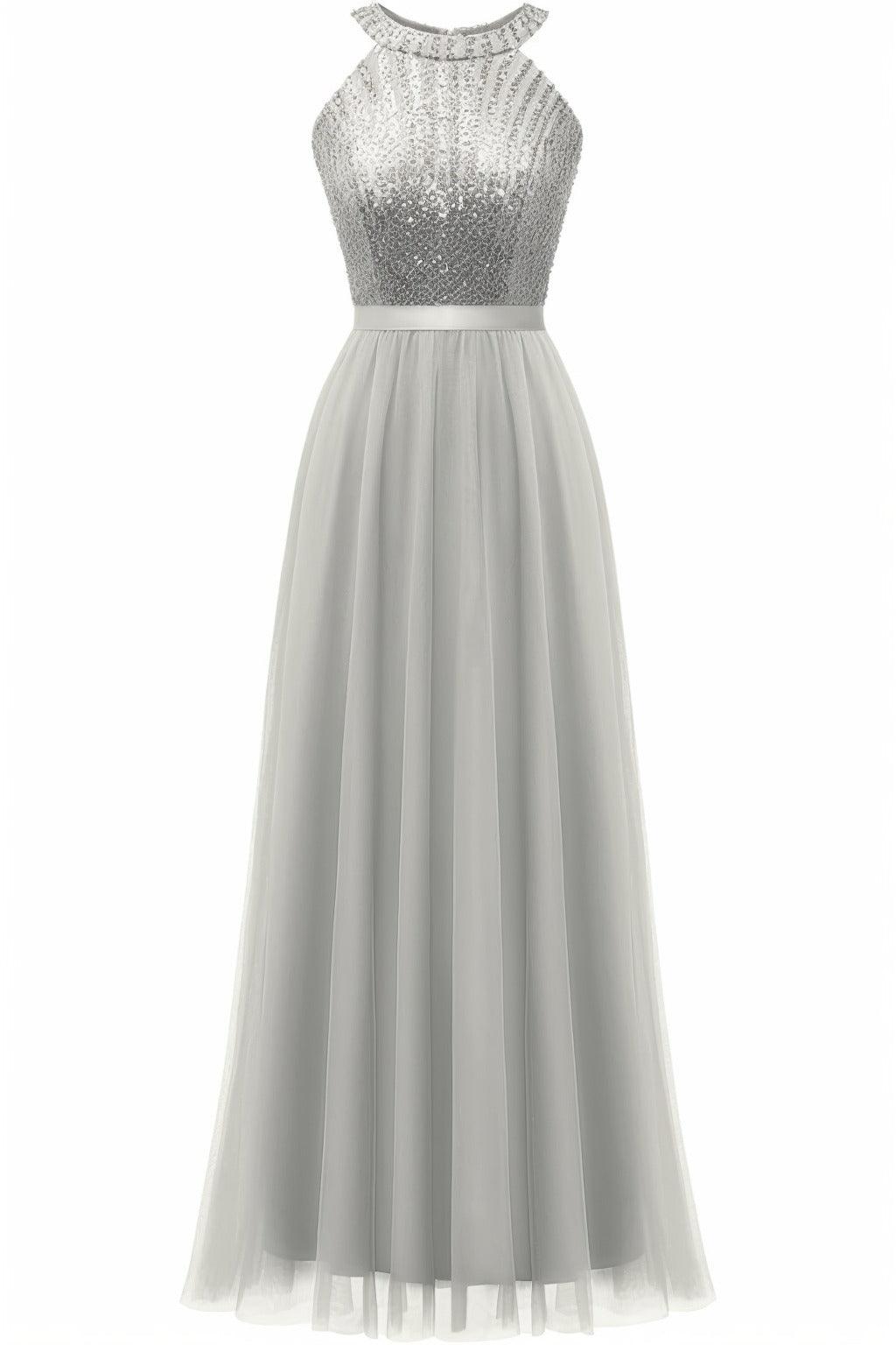 A-Line Floor Length Sequined Prom Dress CS0422 - COCOMELODY