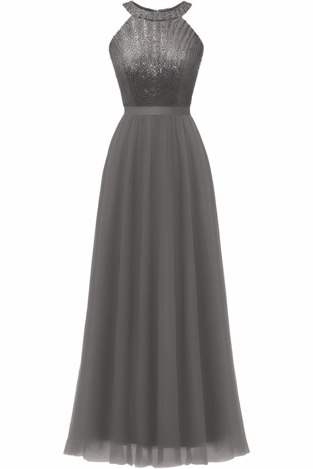 A-Line Floor Length Sequined Prom Dress CS0422 - COCOMELODY
