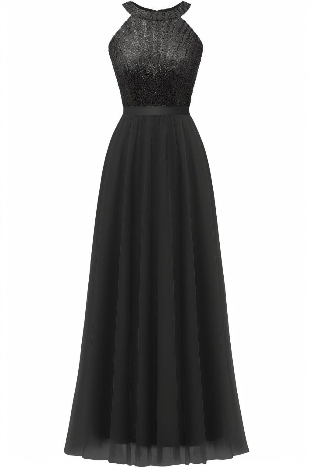 A-Line Floor Length Sequined Prom Dress CS0422 - COCOMELODY