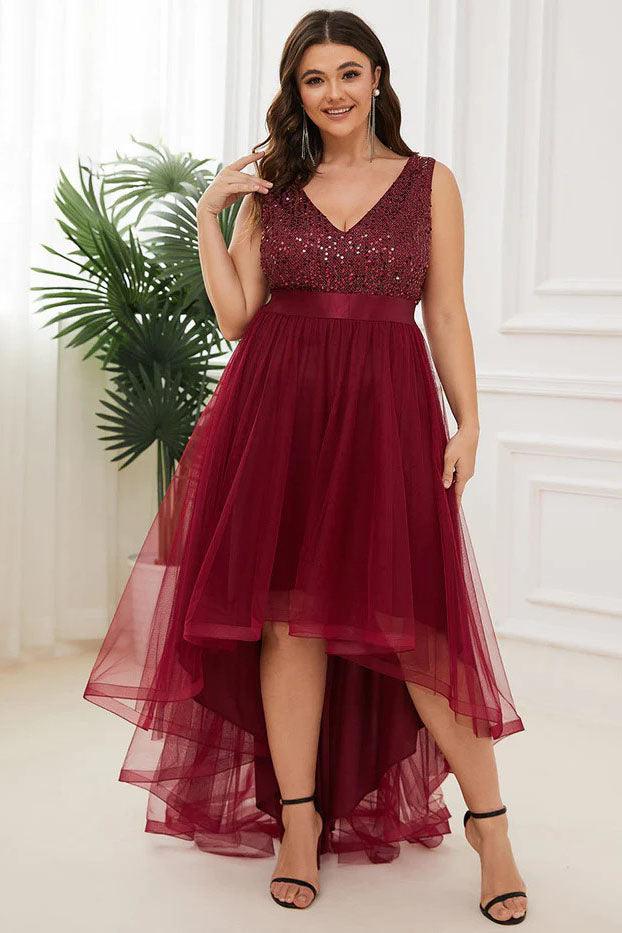 Ball Gown Knee Length Sequined Dress CS0384 - COCOMELODY