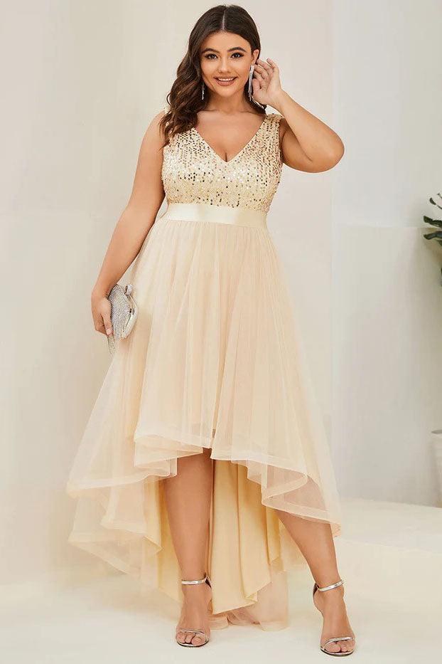 Ball Gown Knee Length Sequined Dress CS0384 - COCOMELODY