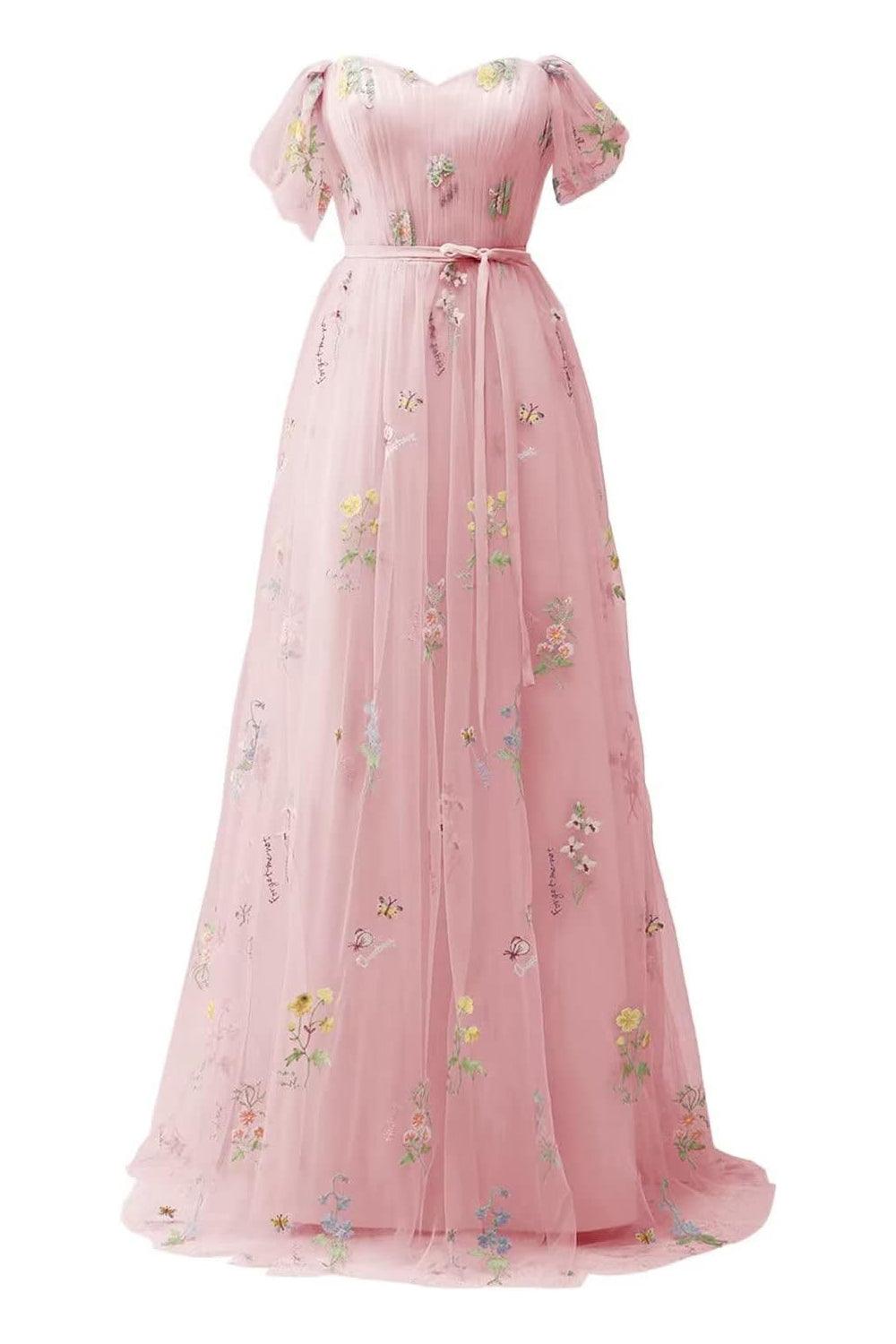 A-Line Floor Length Print Prom Dress CS0443 - COCOMELODY