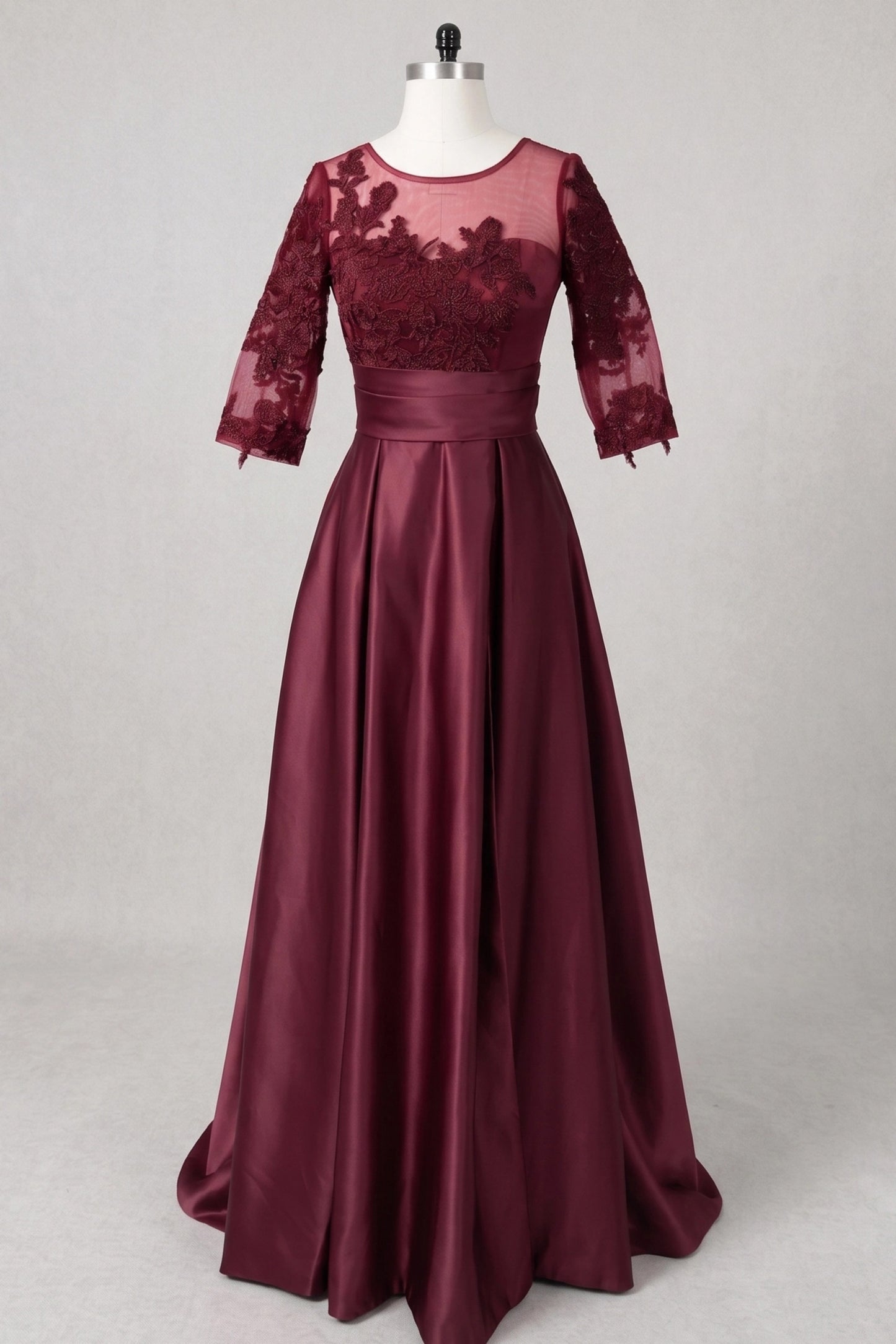 A-Line Sweep-Brush Train Satin Prom Dress CS0456