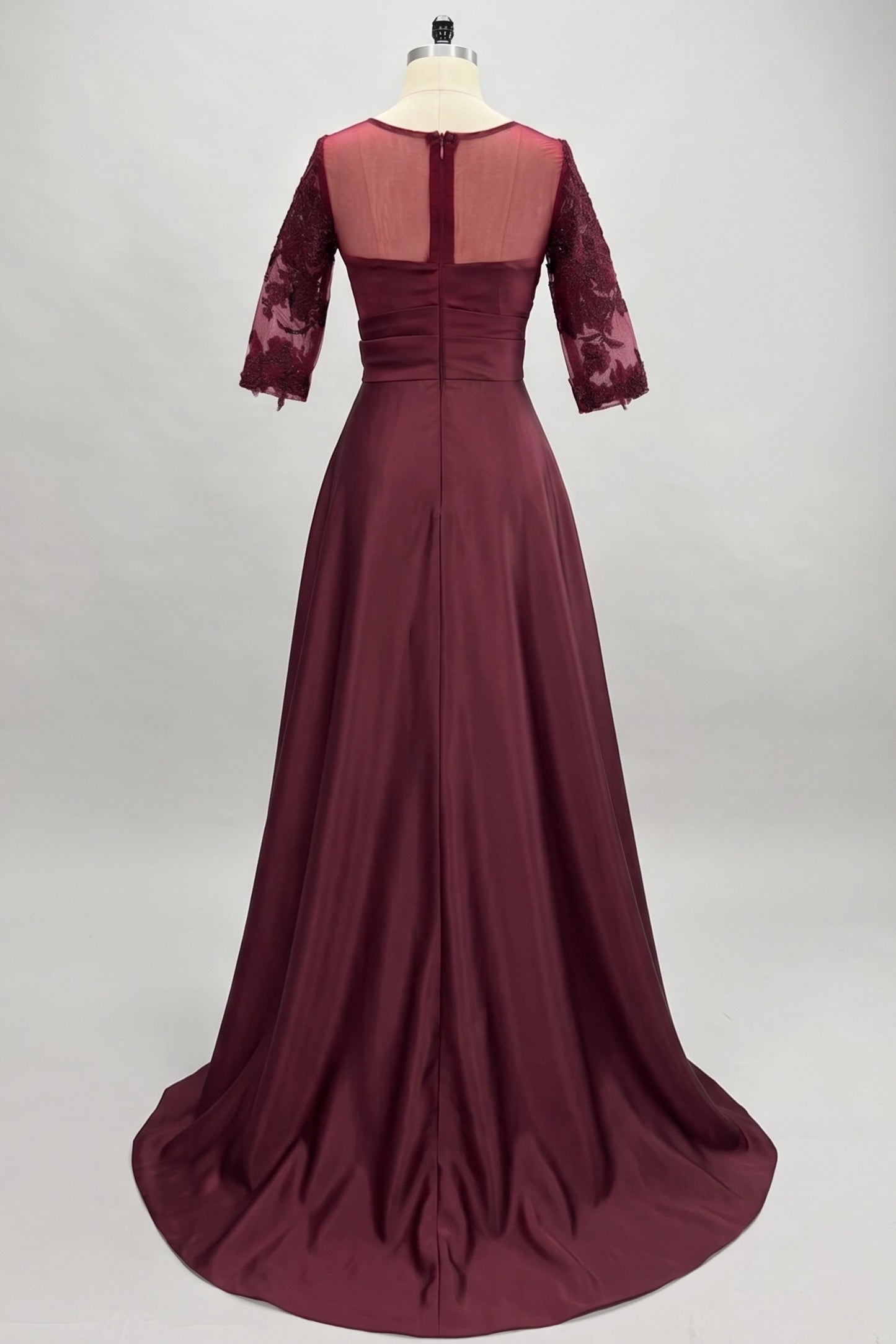 A-Line Sweep-Brush Train Satin Prom Dress CS0456