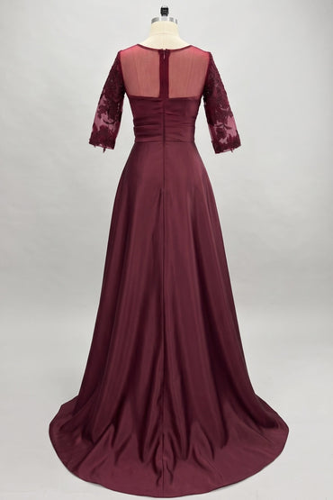 A-Line Sweep-Brush Train Satin Prom Dress CS0456