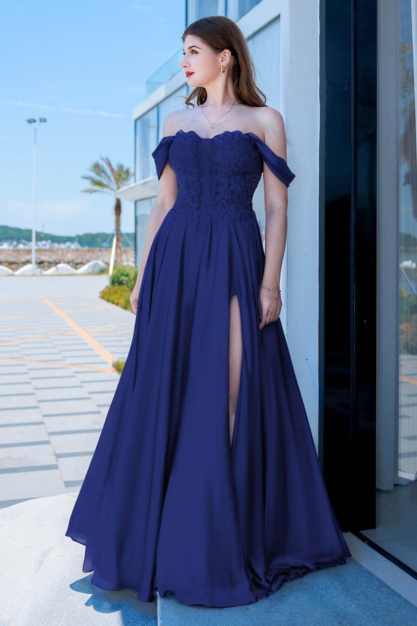 COCOMELODY A-Line Royal Blue Prom Dress with Lace CS0485, Royal Blue COCOMELODY A-Line Royal Blue Prom Dress with Lace CS0485, Royal Blue